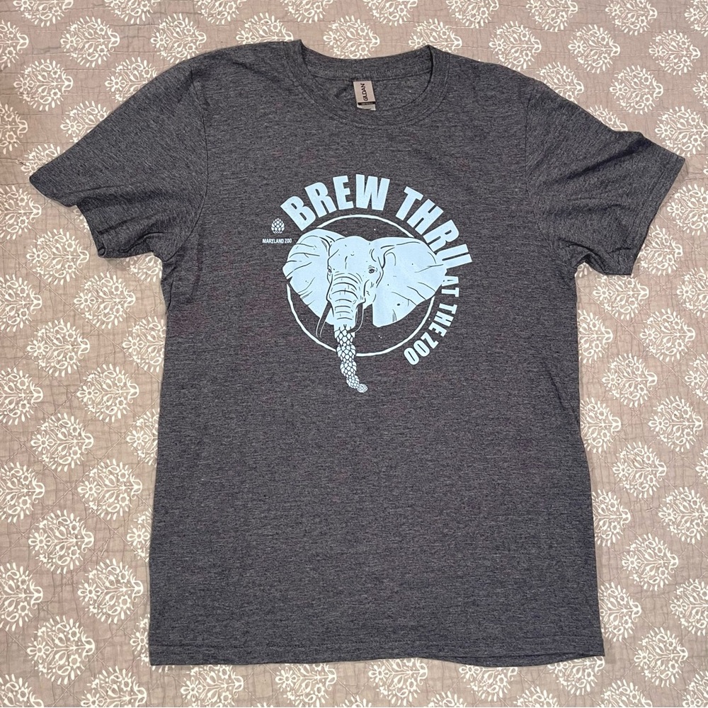 Gildan Softstyle Heather Gray T-Shirt with Cute Elephant Graphic - Picture 8 of 8